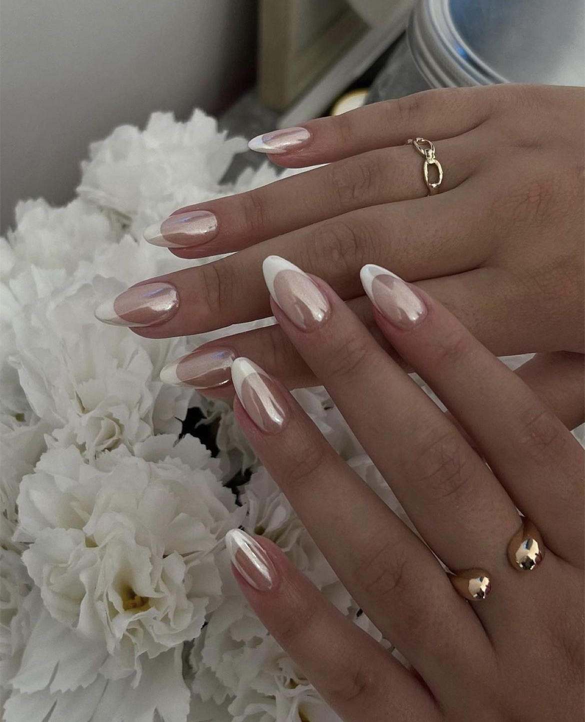 70+ Wedding Nails For Brides : Flower Ombre Acrylic Nails